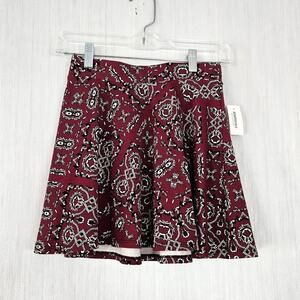 Aeropostale Mini Skater Skirt Maroon Bandana Print - sz XS - NWT